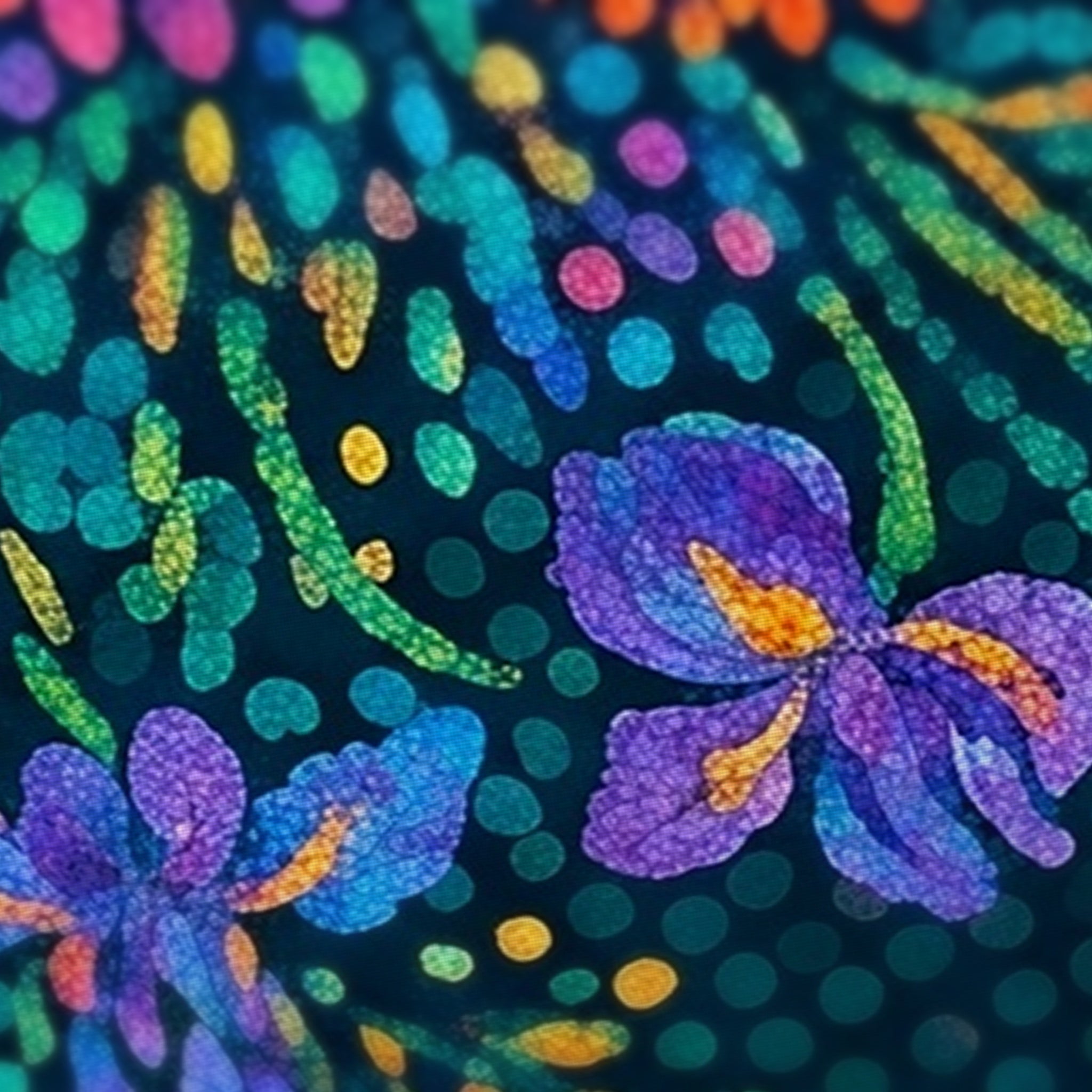 Pointillist Midnight Mahjong Mat — fabric detail