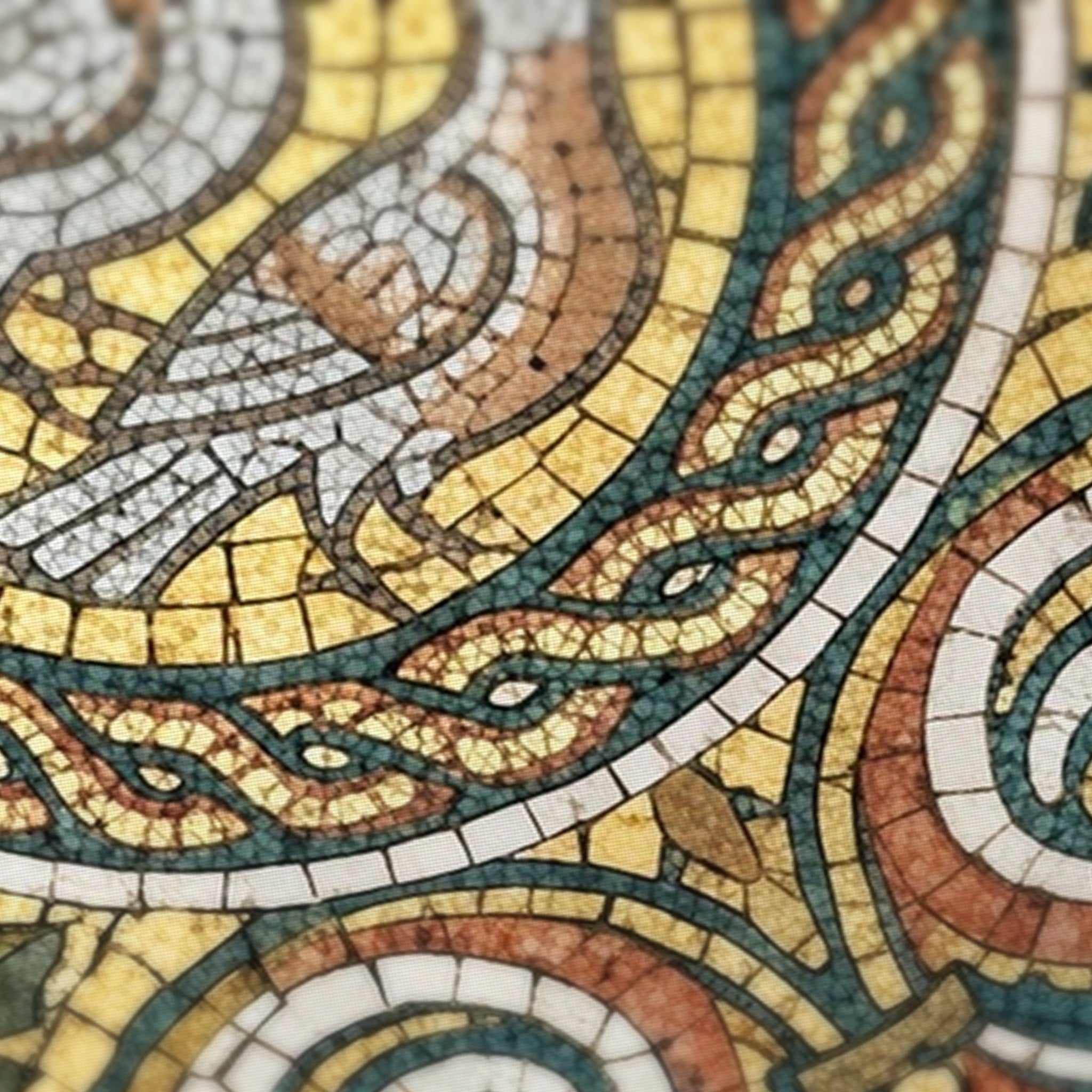 Mosaic Doves Mahjong Mat — fabric detail