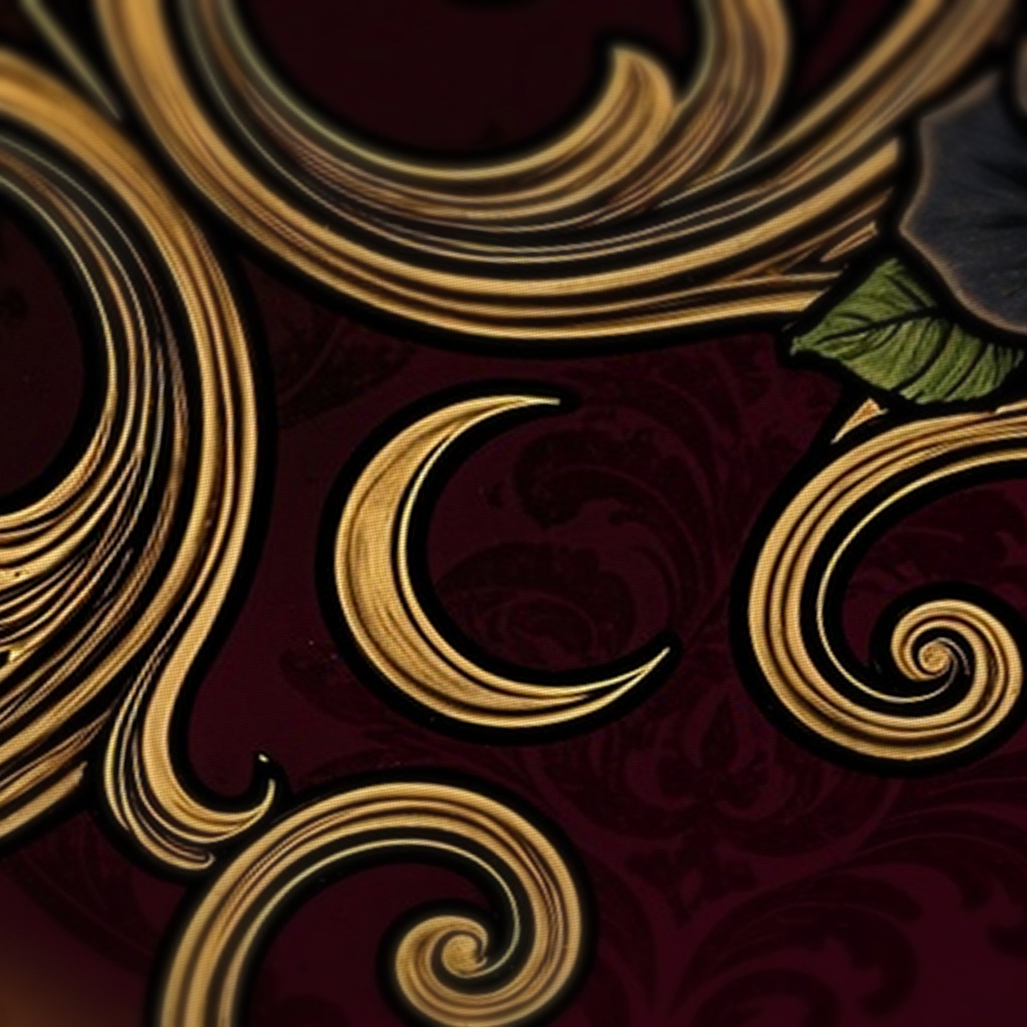 Gothic Candelabra Mahjong Mat — fabric detail