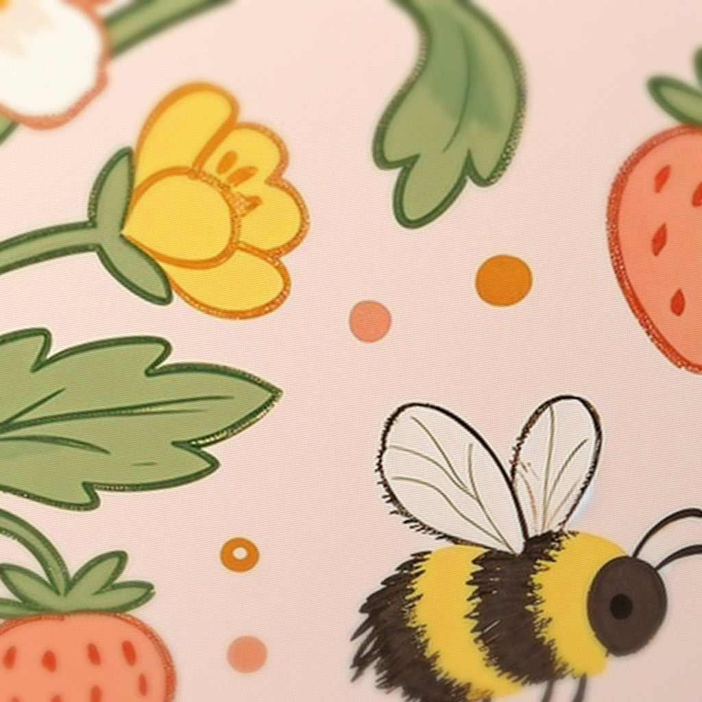 Strawberry Bunny Mahjong Mat — fabric detail