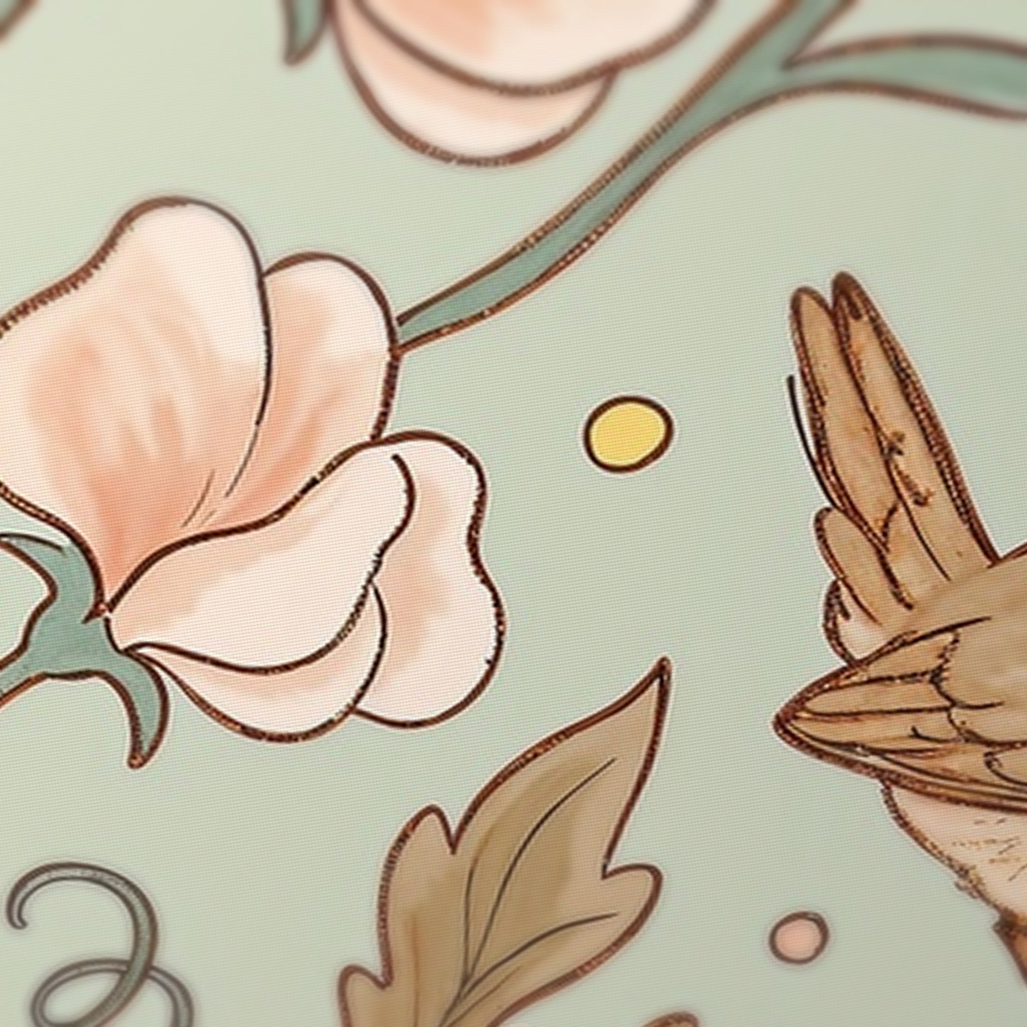 Lamb Poppy Mahjong Mat — fabric detail