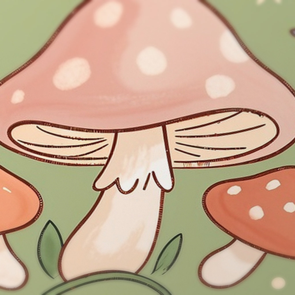Mushroom Geese Mahjong Mat — fabric detail