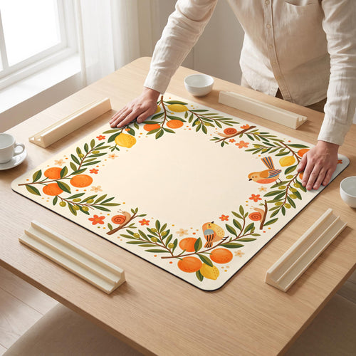 Citrus Snail Mahjong Mat — hands unrolling