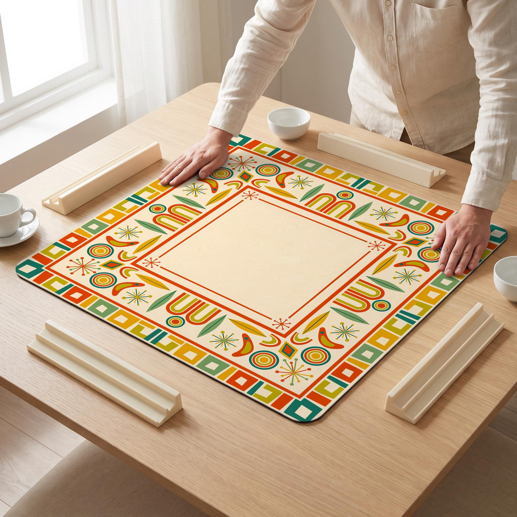 Atomic Retro Mahjong Mat — hands unrolling