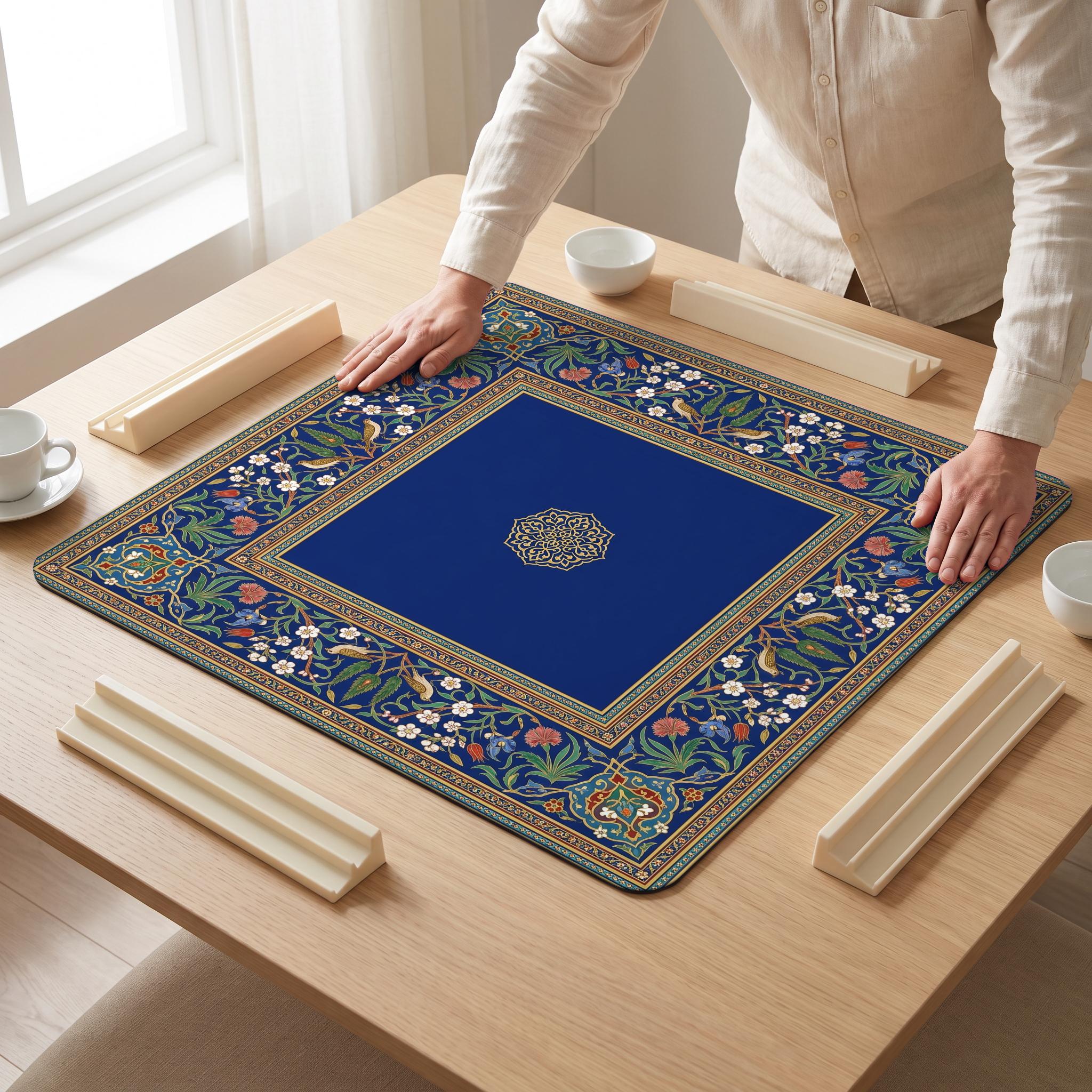 Persian Garden Mahjong Mat — hands unrolling