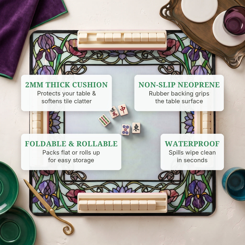 Nouveau Glass Mahjong Mat — features