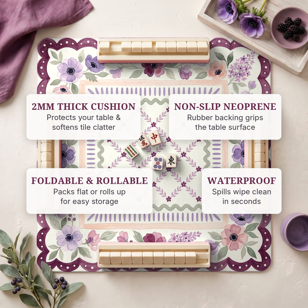 Plum Anemone Mahjong Mat — features