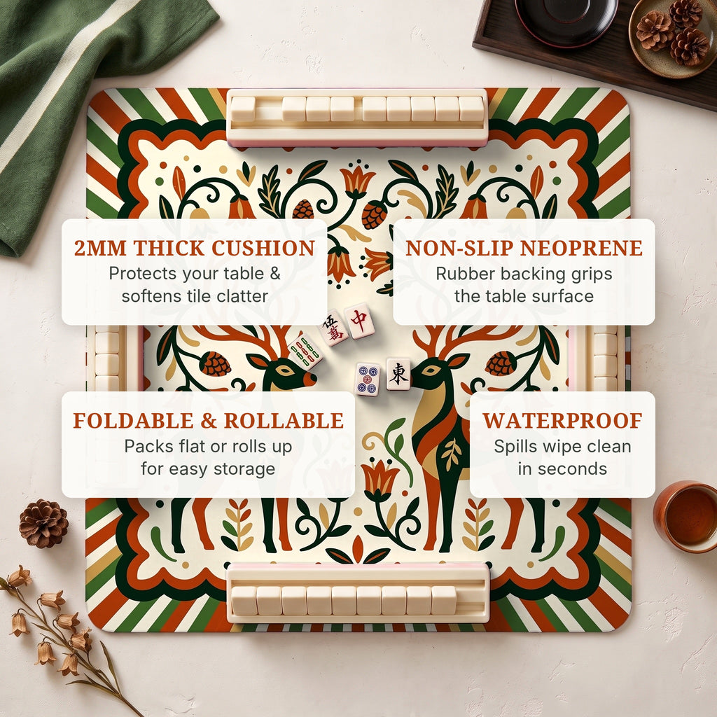 Folk Stags Mahjong Mat — features