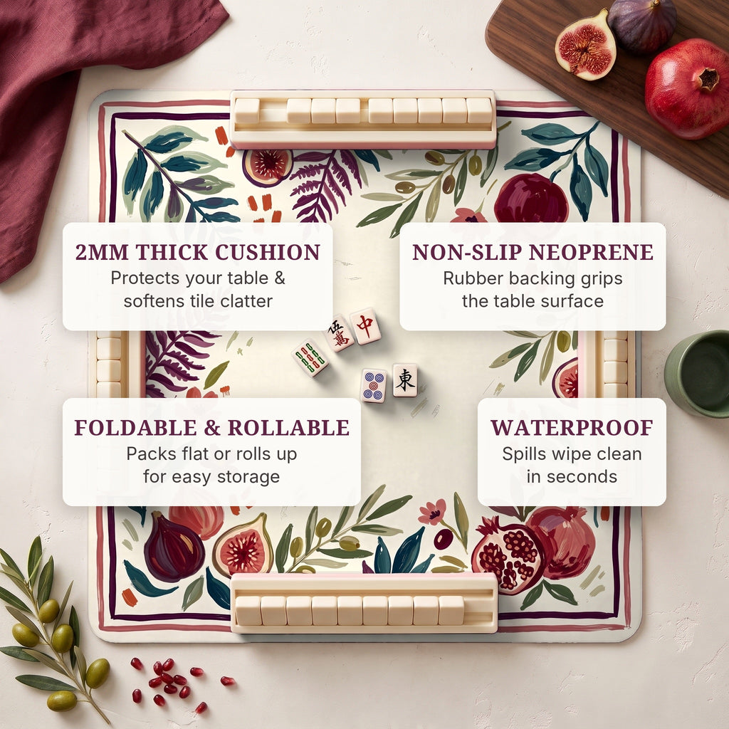 Fig Pomegranate Mahjong Mat — features