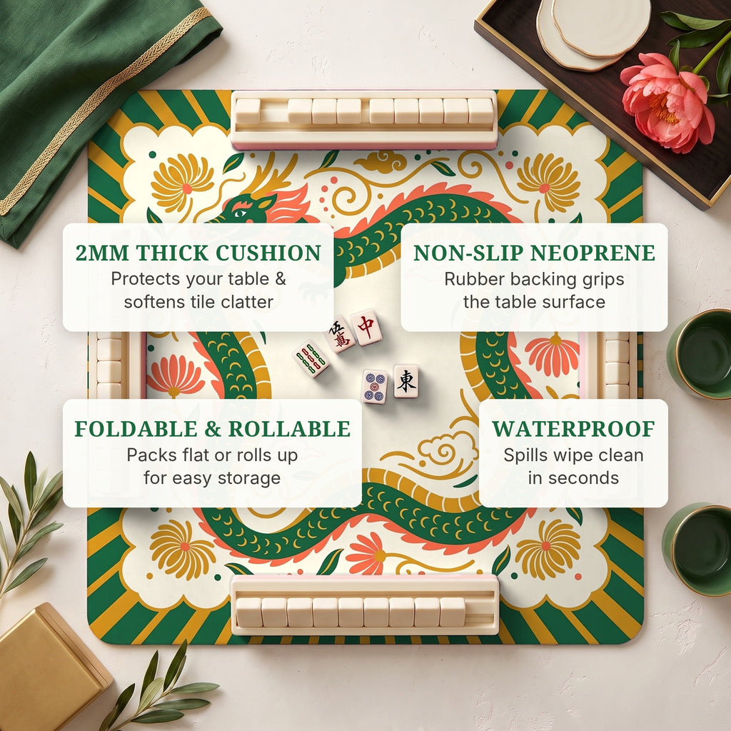 Green Dragon Mahjong Mat — features