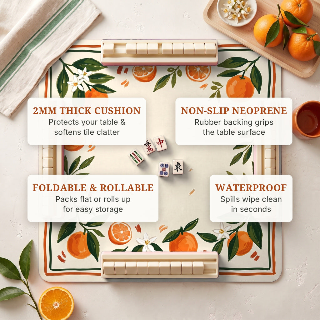 Orange Grove Mahjong Mat — features