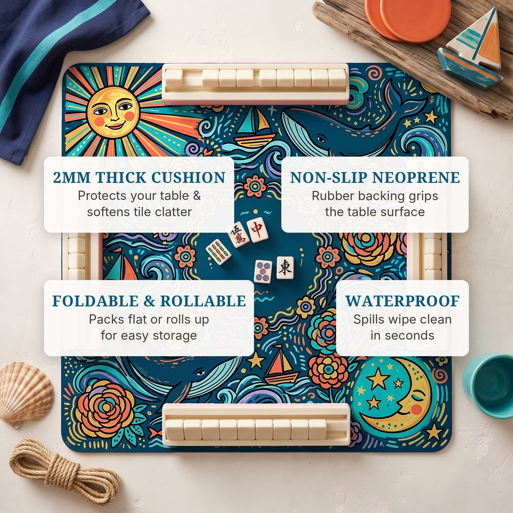 Ocean Sun Moon Mahjong Mat — features