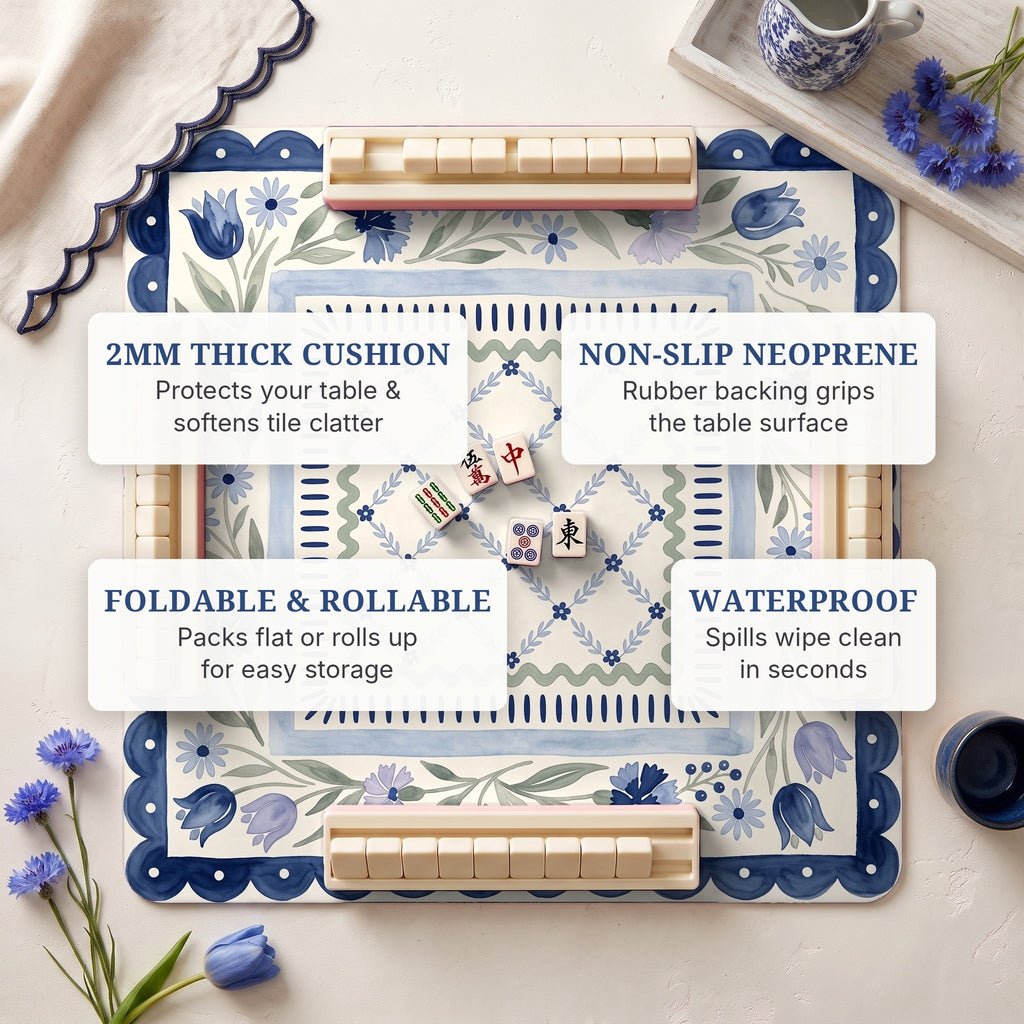 Cornflower Scallop Mahjong Mat — features