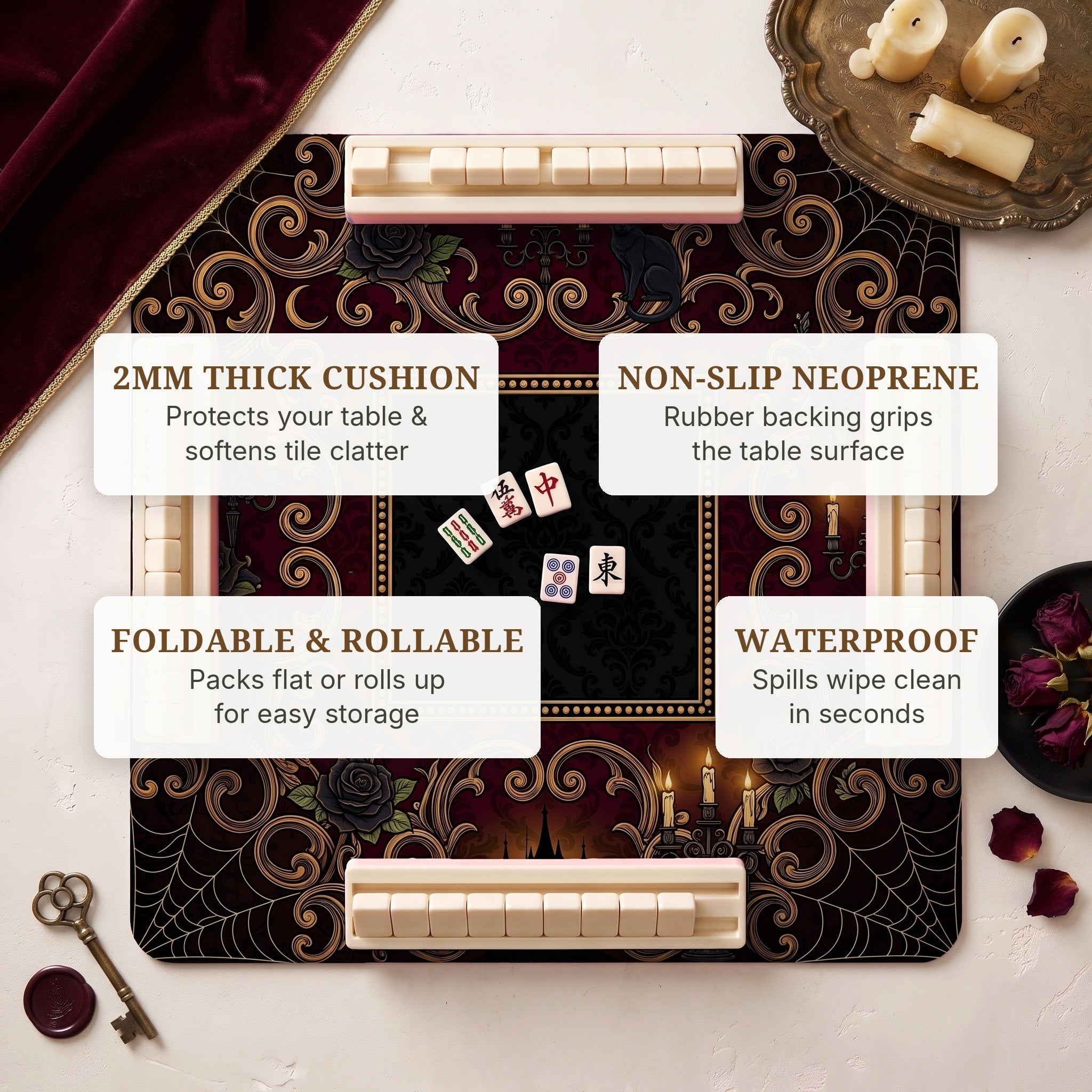 Gothic Candelabra Mahjong Mat — features