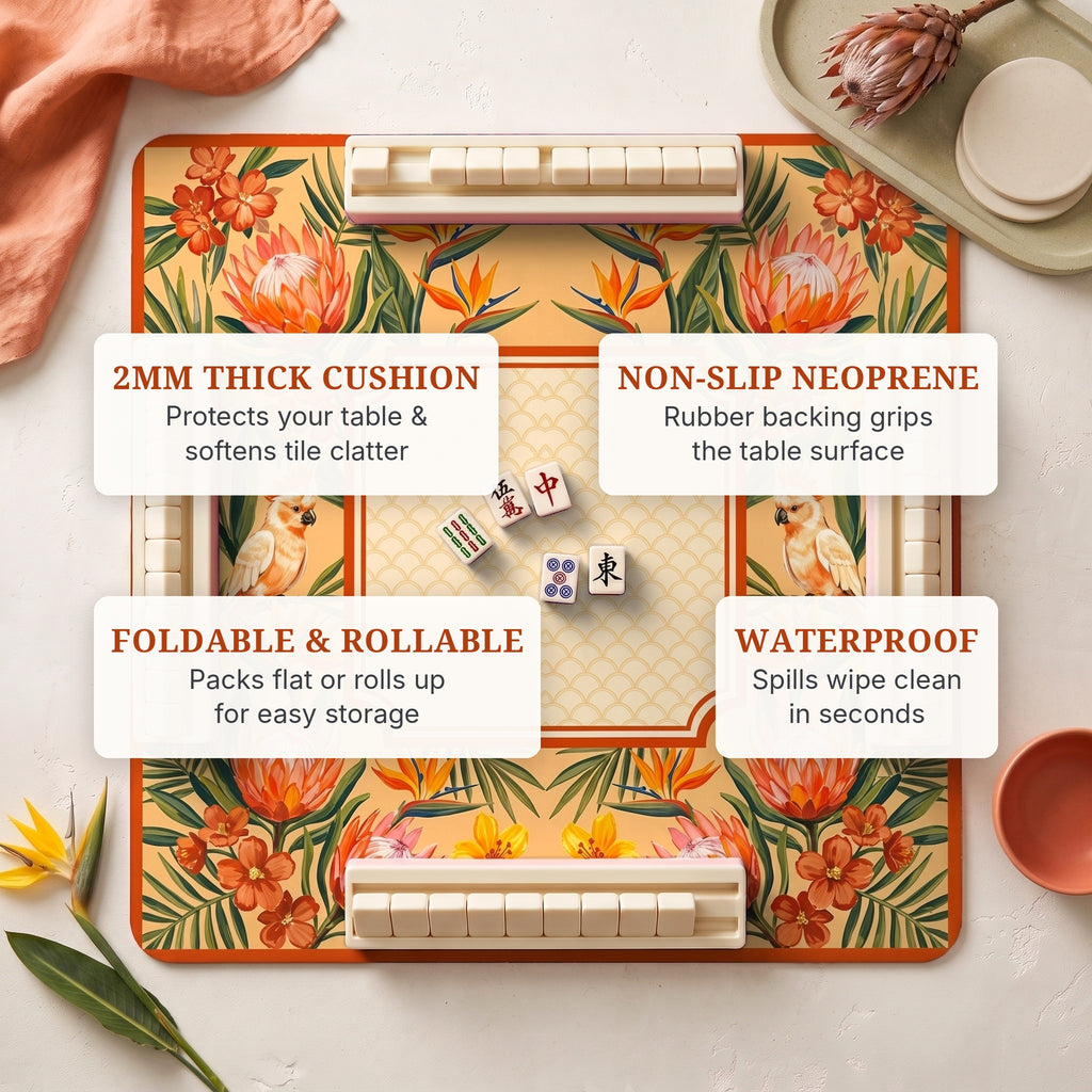 Protea Cockatoo Mahjong Mat — features