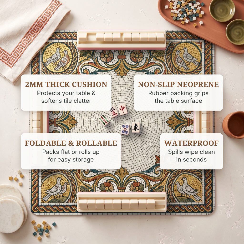 Mosaic Doves Mahjong Mat — features