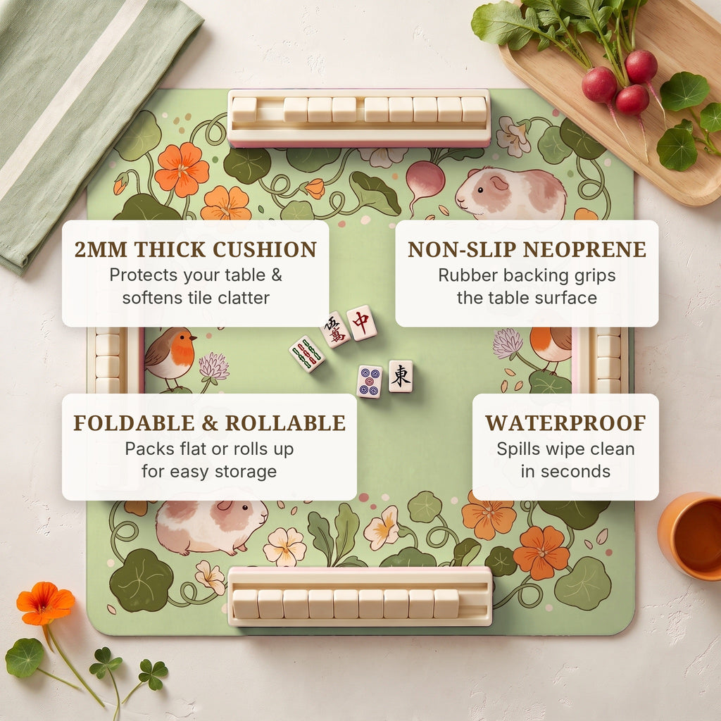 Guinea Pig Garden Mahjong Mat — features