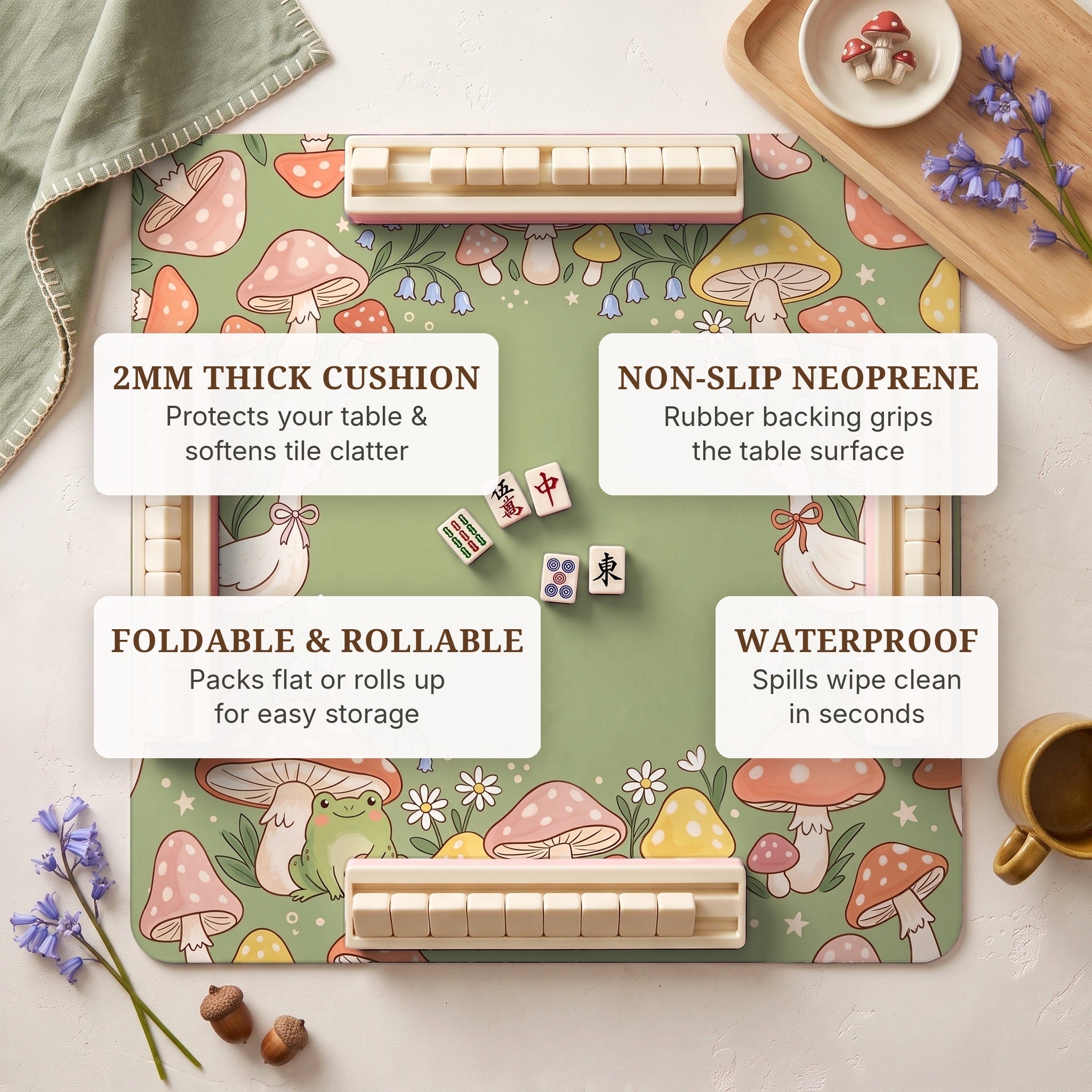Mushroom Geese Mahjong Mat — features