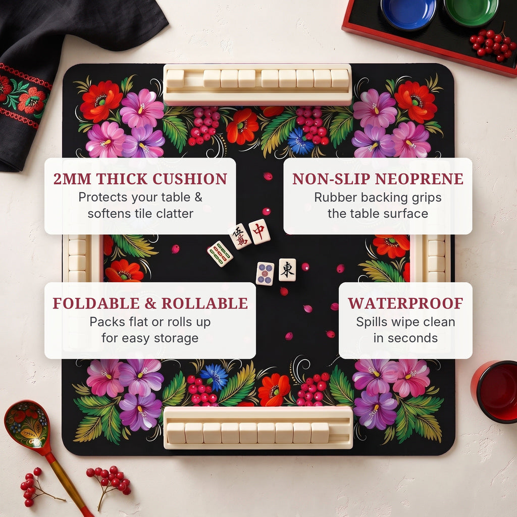 Petrykivka Berry Mahjong Mat — features