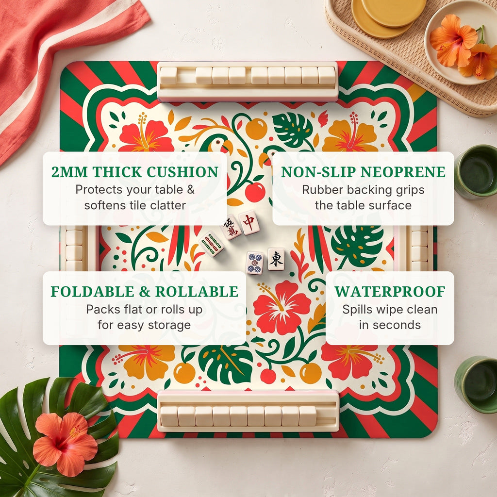 Parrot Hibiscus Mahjong Mat — features