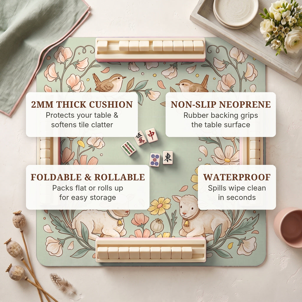 Lamb Poppy Mahjong Mat — features