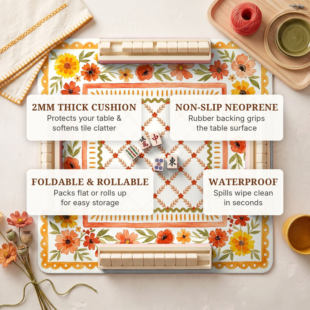 Marigold Folk Mahjong Mat — features