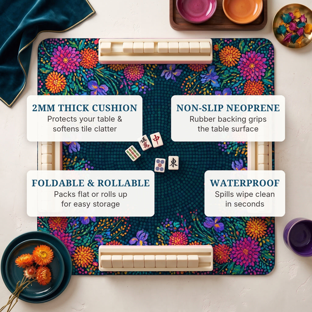Pointillist Midnight Mahjong Mat — features