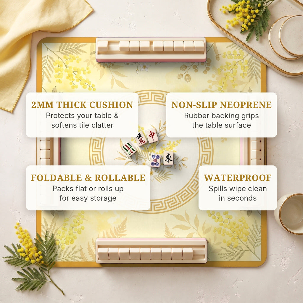 Mimosa Gold Mahjong Mat — features