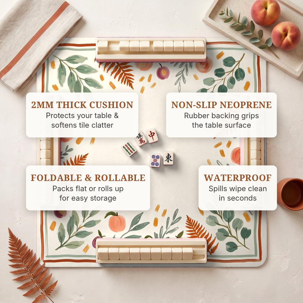 Peach Fern Mahjong Mat — features