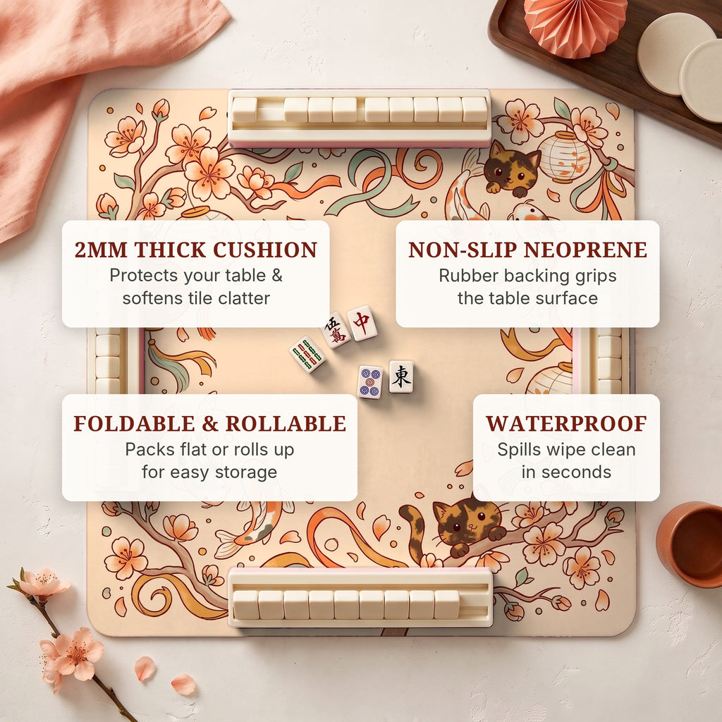 Lantern Koi Mahjong Mat — features