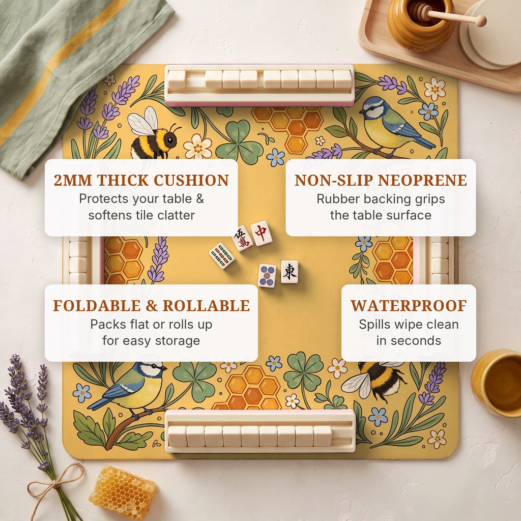 Honeybee Clover Mahjong Mat — features