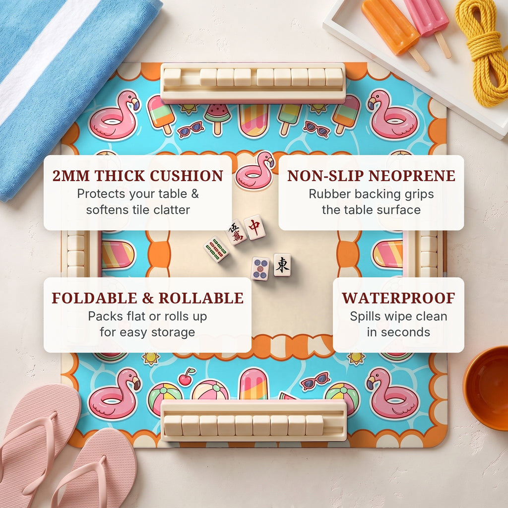 Pool Party Mahjong Mat — features