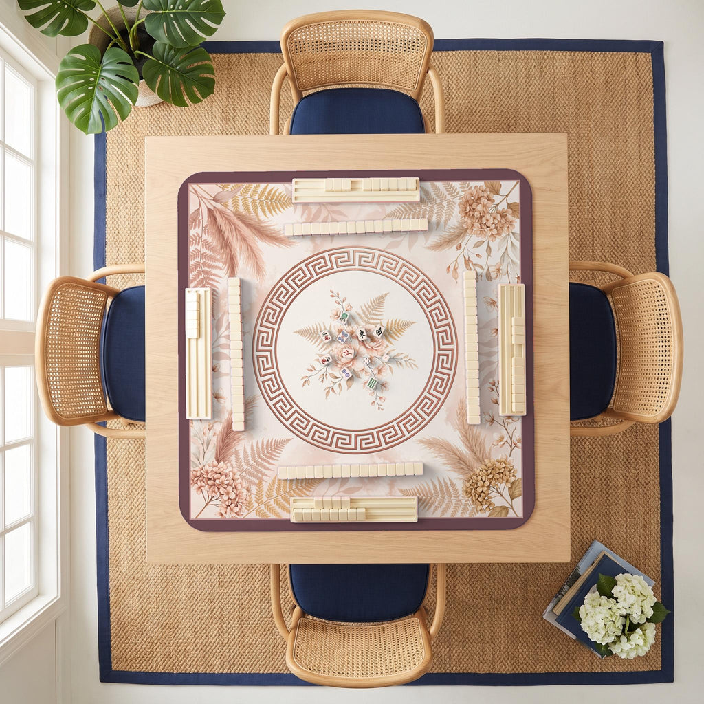 Blush Pampas Mahjong Mat — room overhead