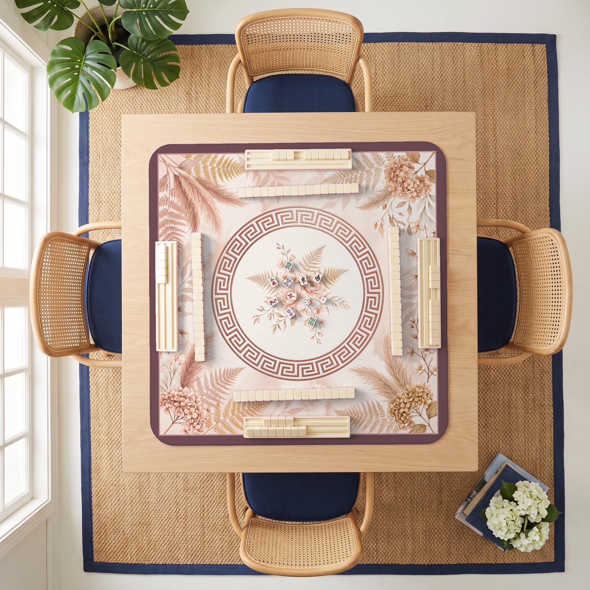 Blush Pampas Mahjong Mat — room overhead