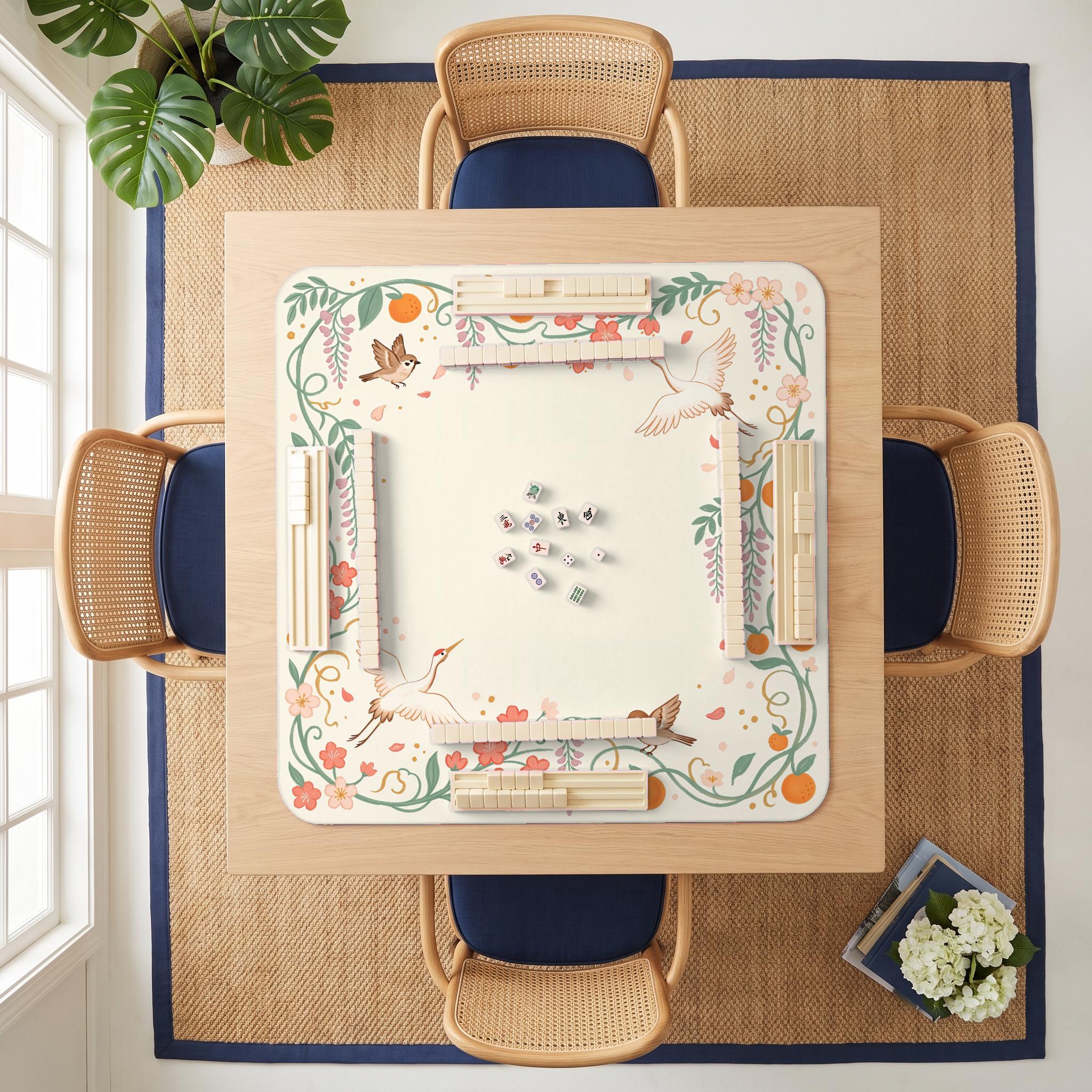 Crane Wisteria Mahjong Mat — room overhead