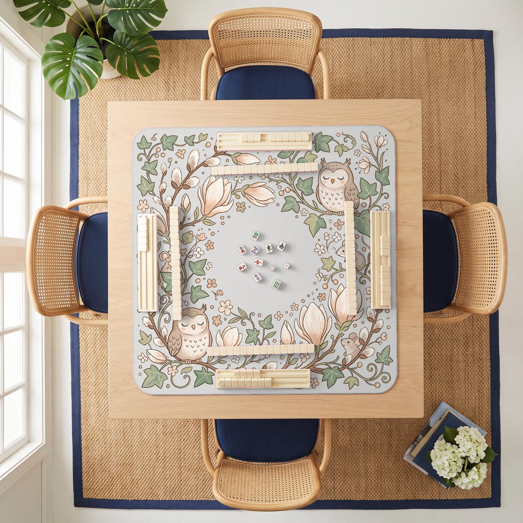 Owl Magnolia Mahjong Mat — room overhead