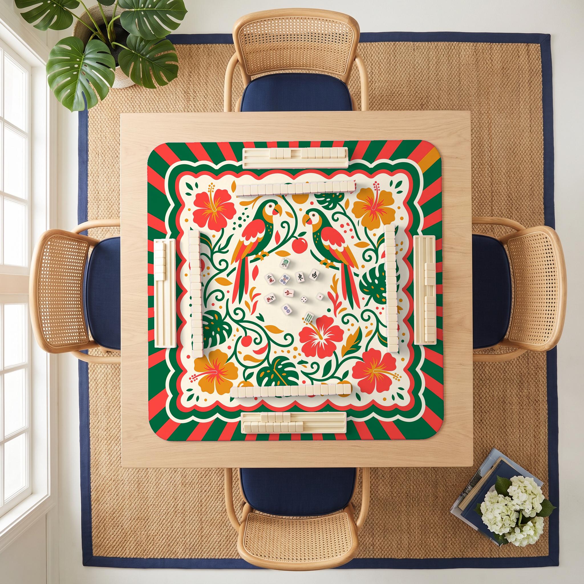Parrot Hibiscus Mahjong Mat — room overhead