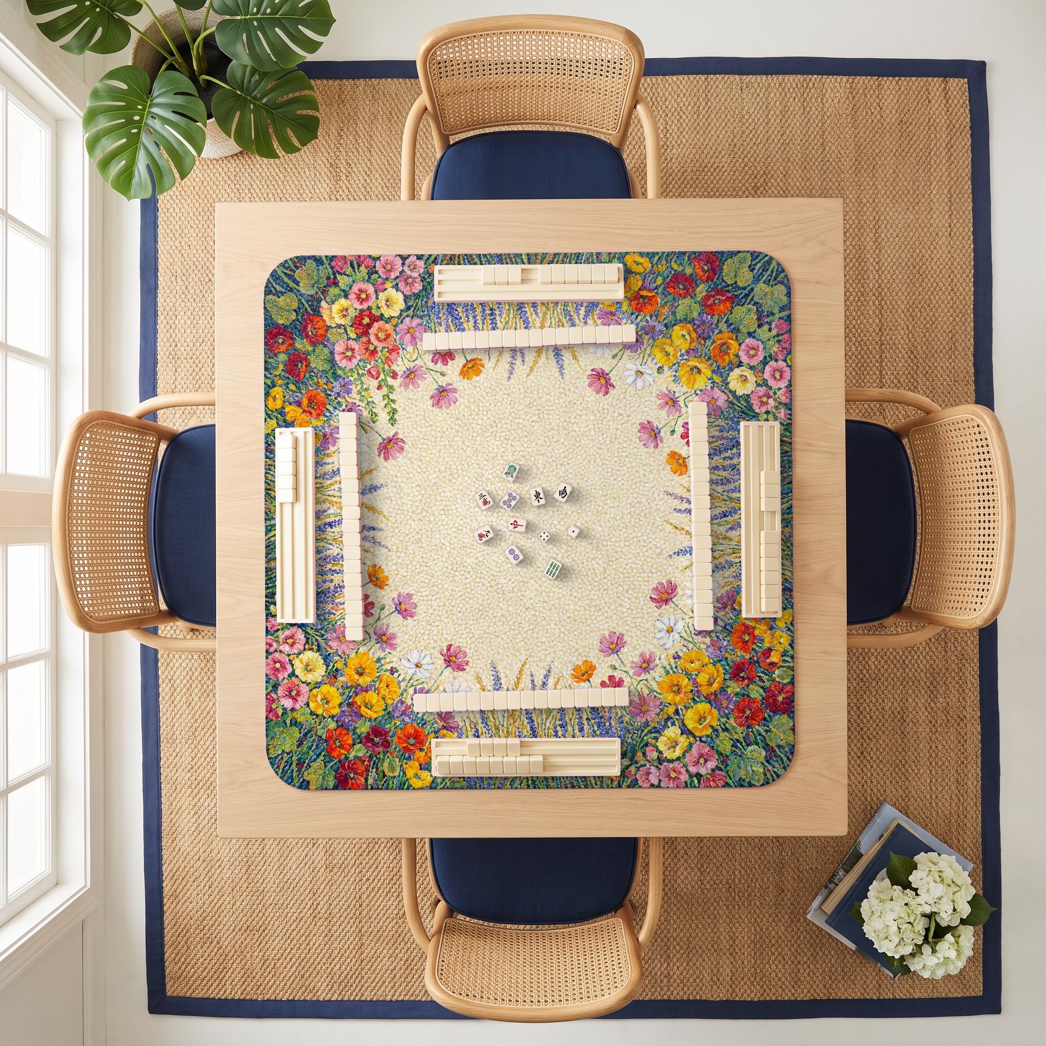 Pointillist Meadow Mahjong Mat — room overhead