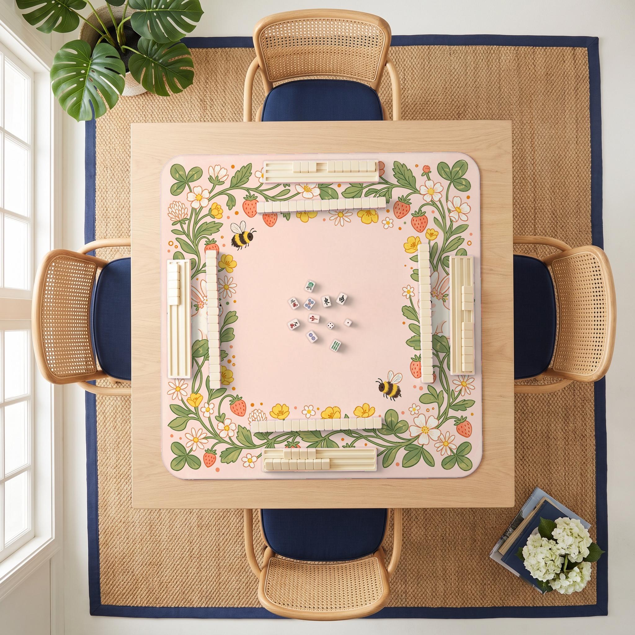 Strawberry Bunny Mahjong Mat — room overhead