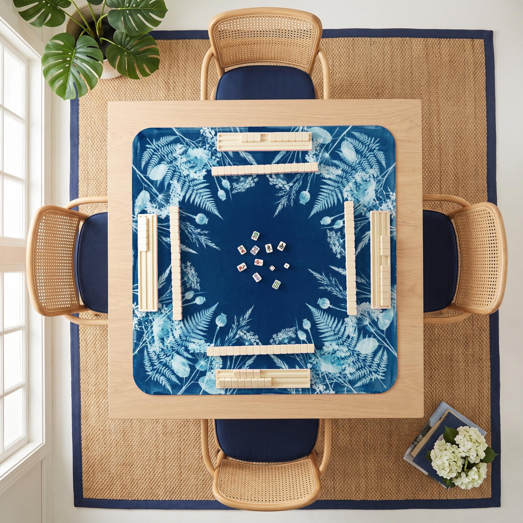 Cyanotype Fern Mahjong Mat — room overhead