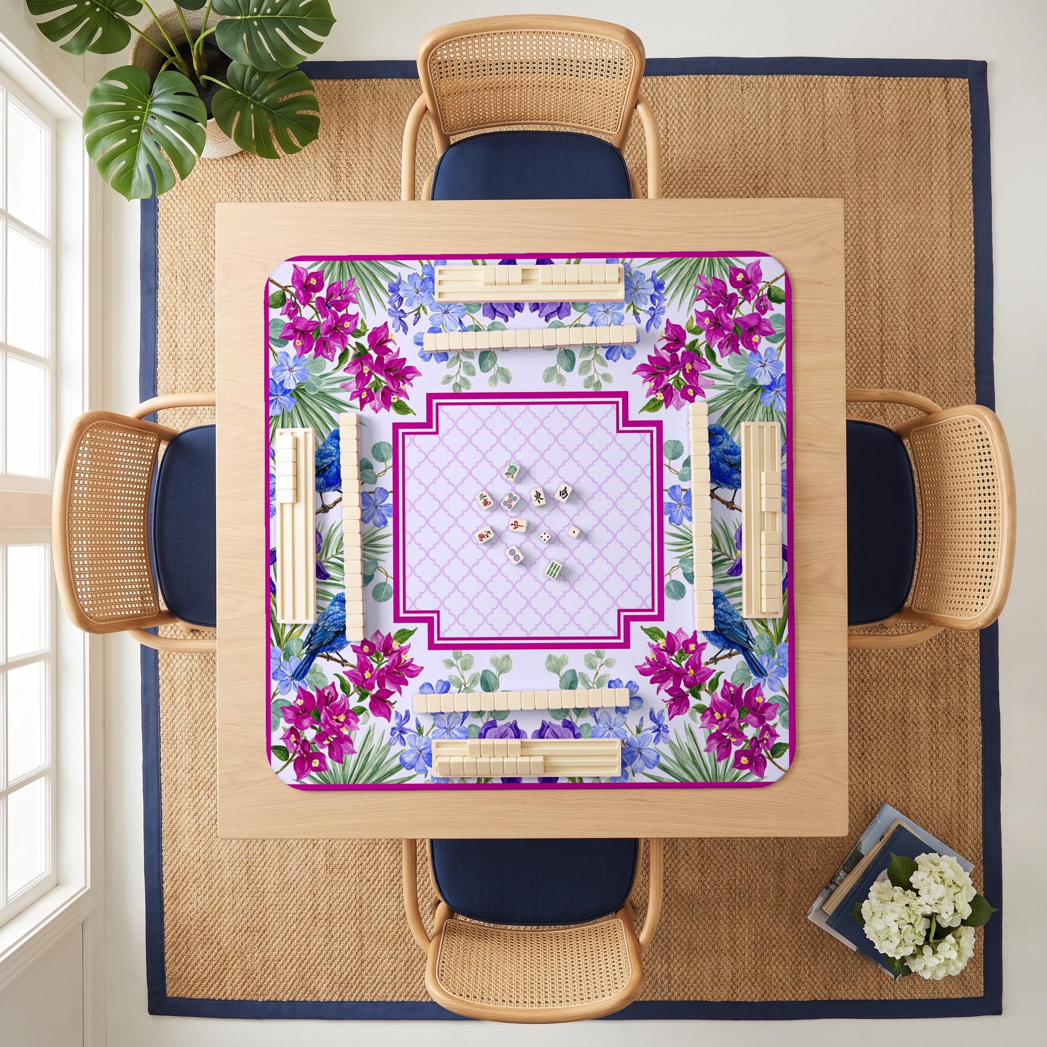 Iris Bluebird Mahjong Mat — room overhead