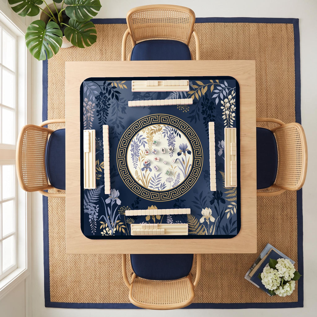 Navy Wisteria Mahjong Mat — room overhead