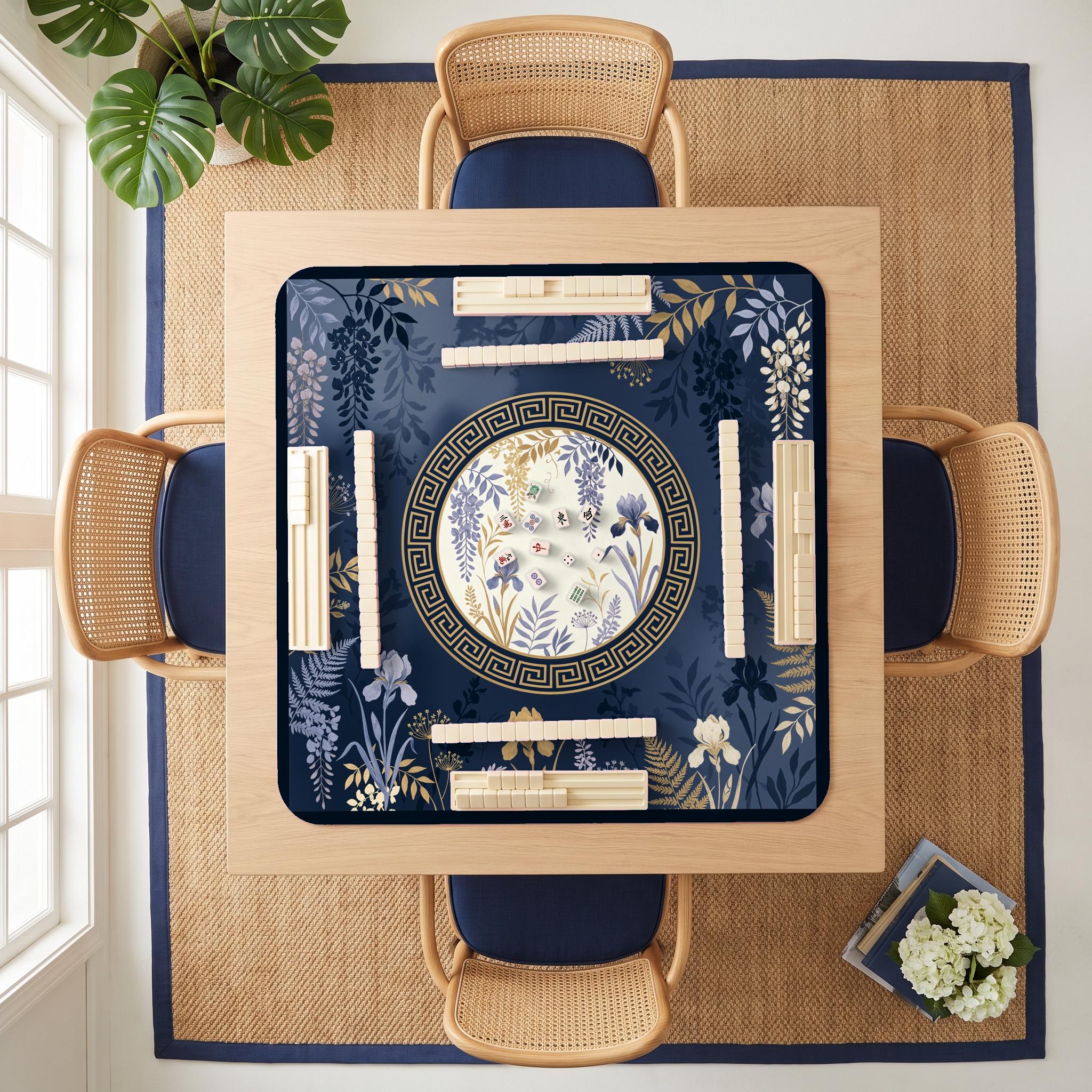 Navy Wisteria Mahjong Mat — room overhead