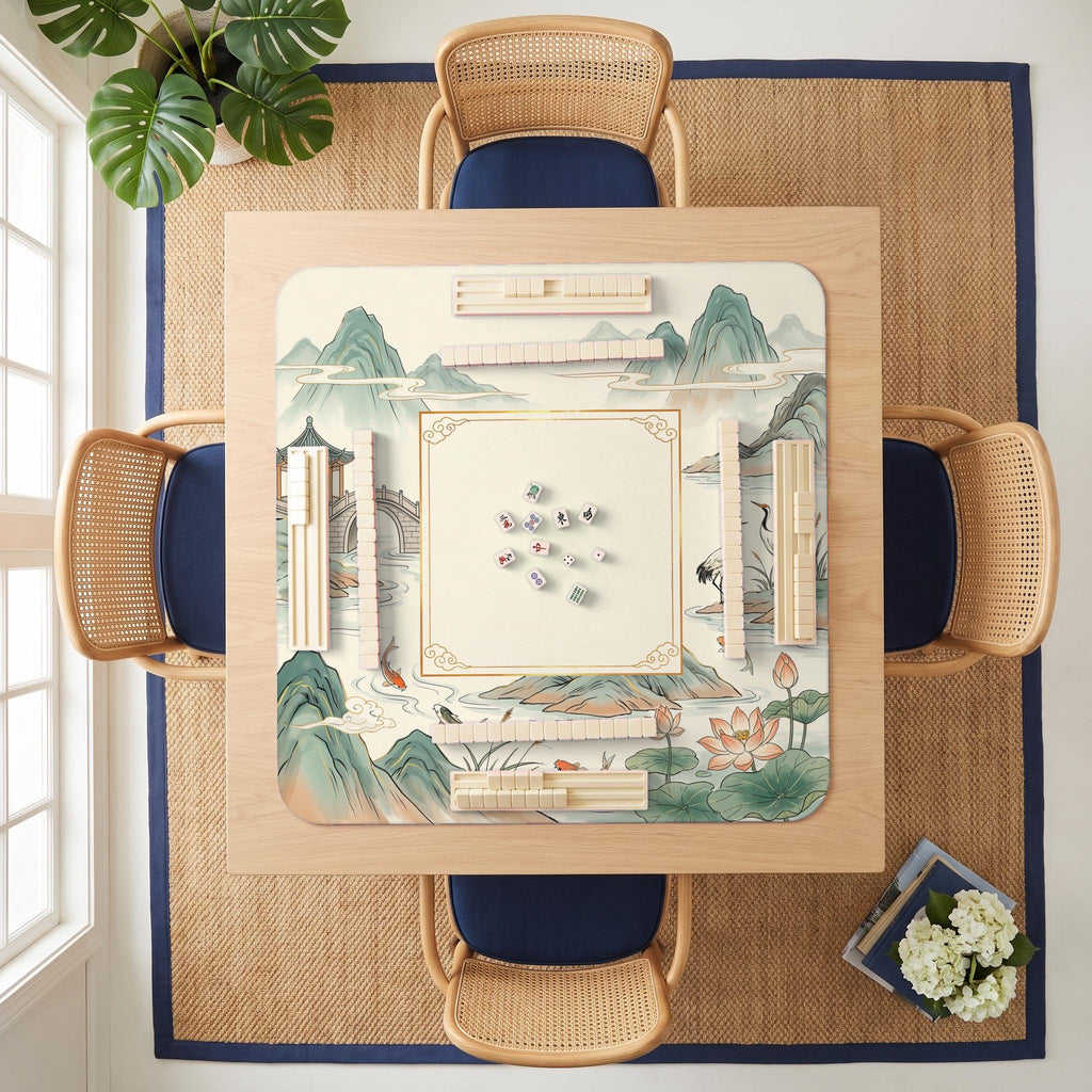Ink Landscape Mahjong Mat — room overhead