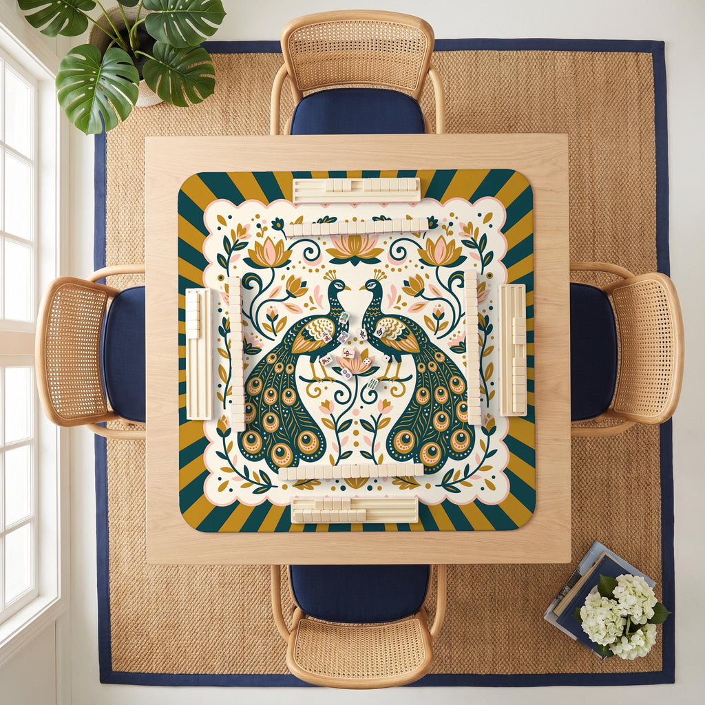 Twin Peacocks Mahjong Mat — room overhead