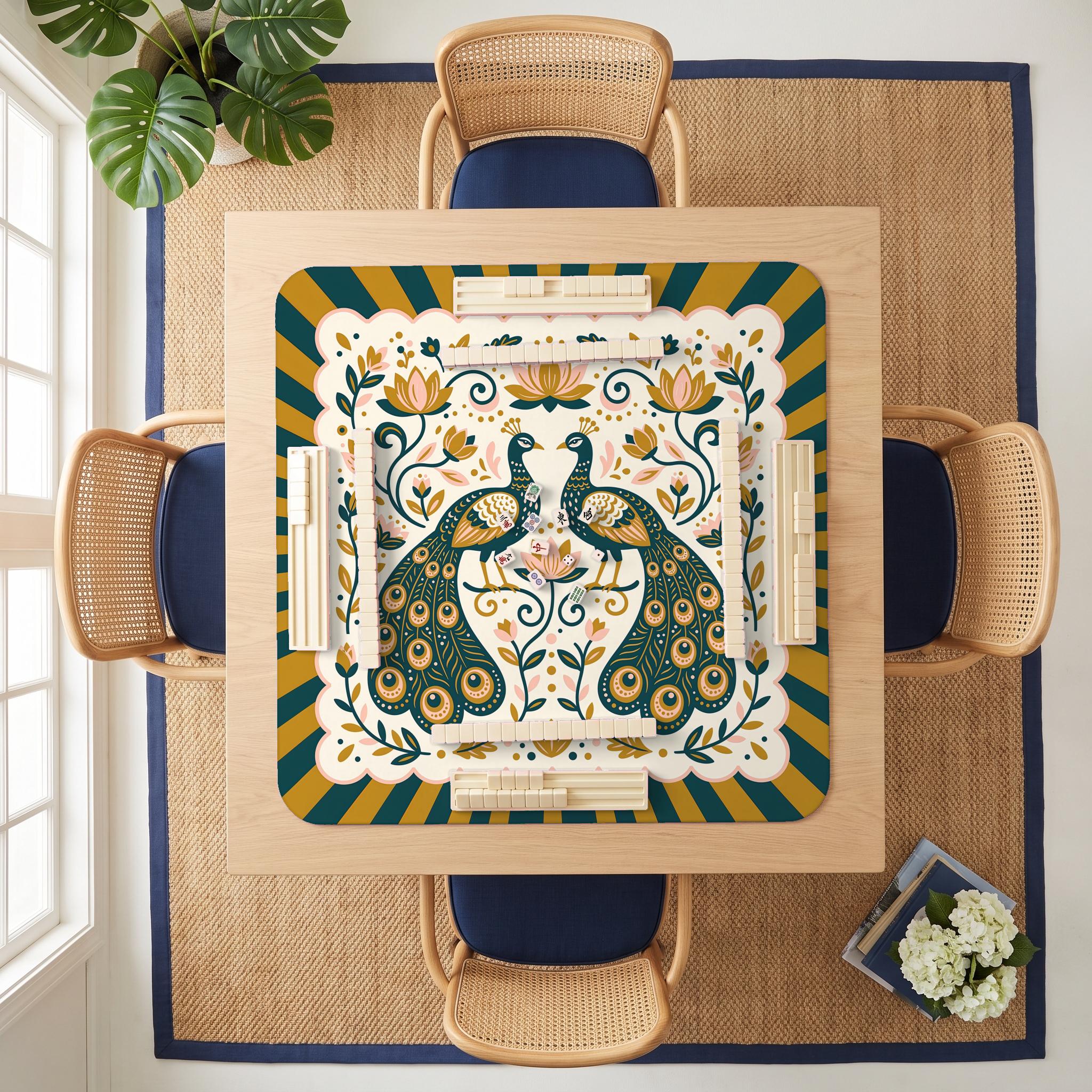 Twin Peacocks Mahjong Mat — room overhead