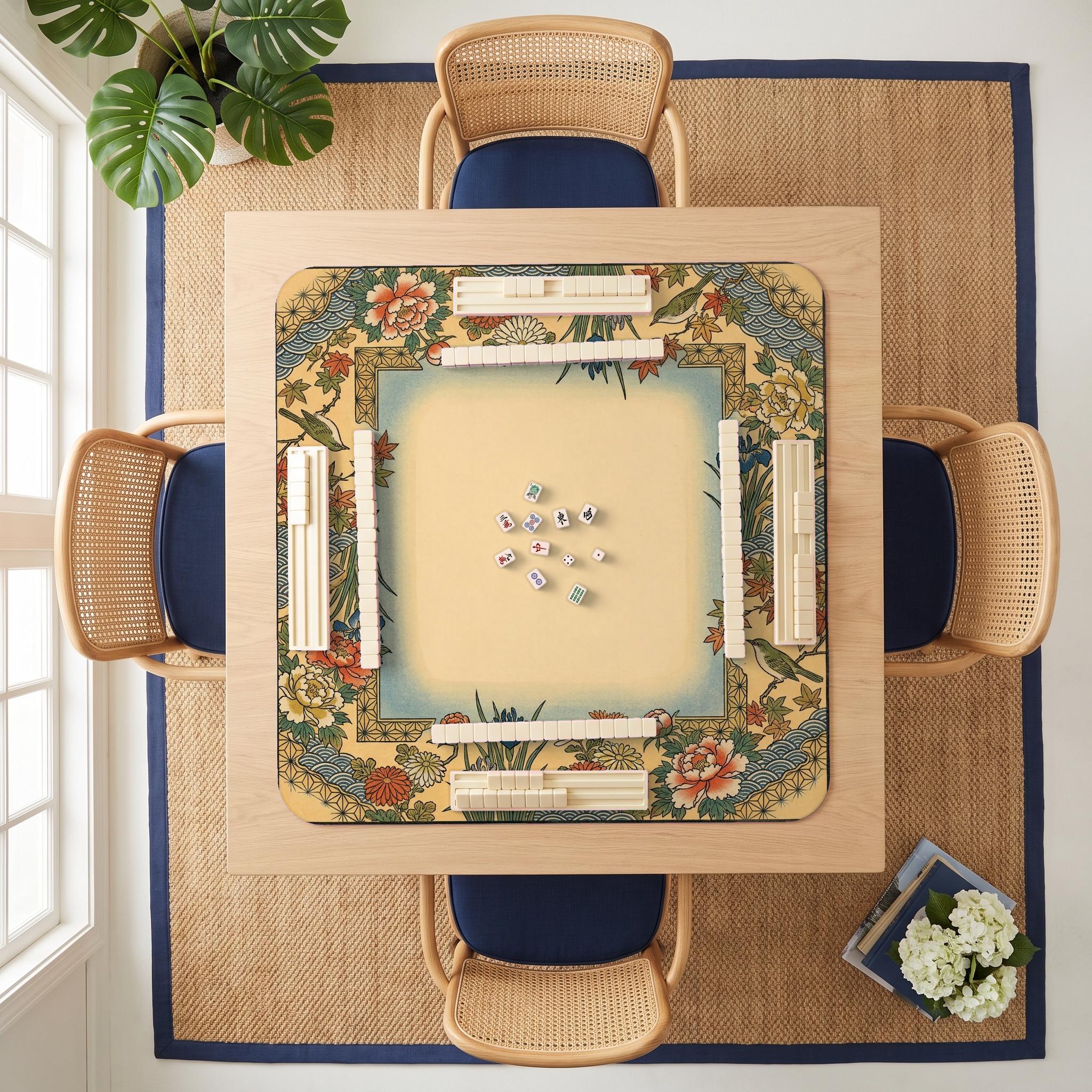 Ukiyoe Peony Mahjong Mat — room overhead