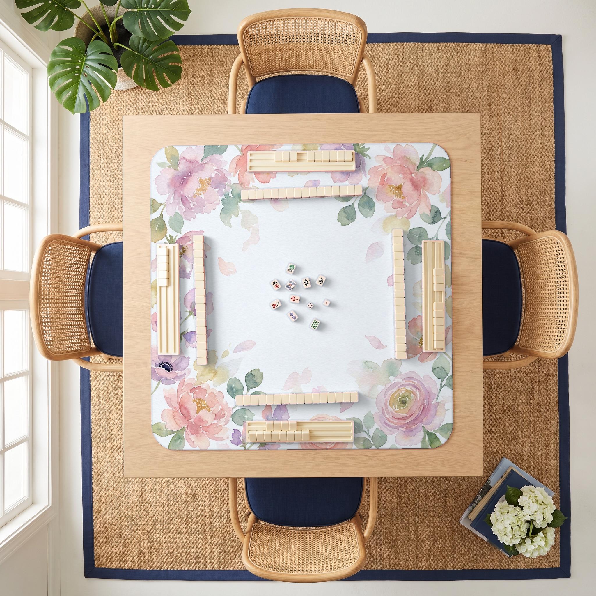 Watercolor Blush Mahjong Mat — room overhead