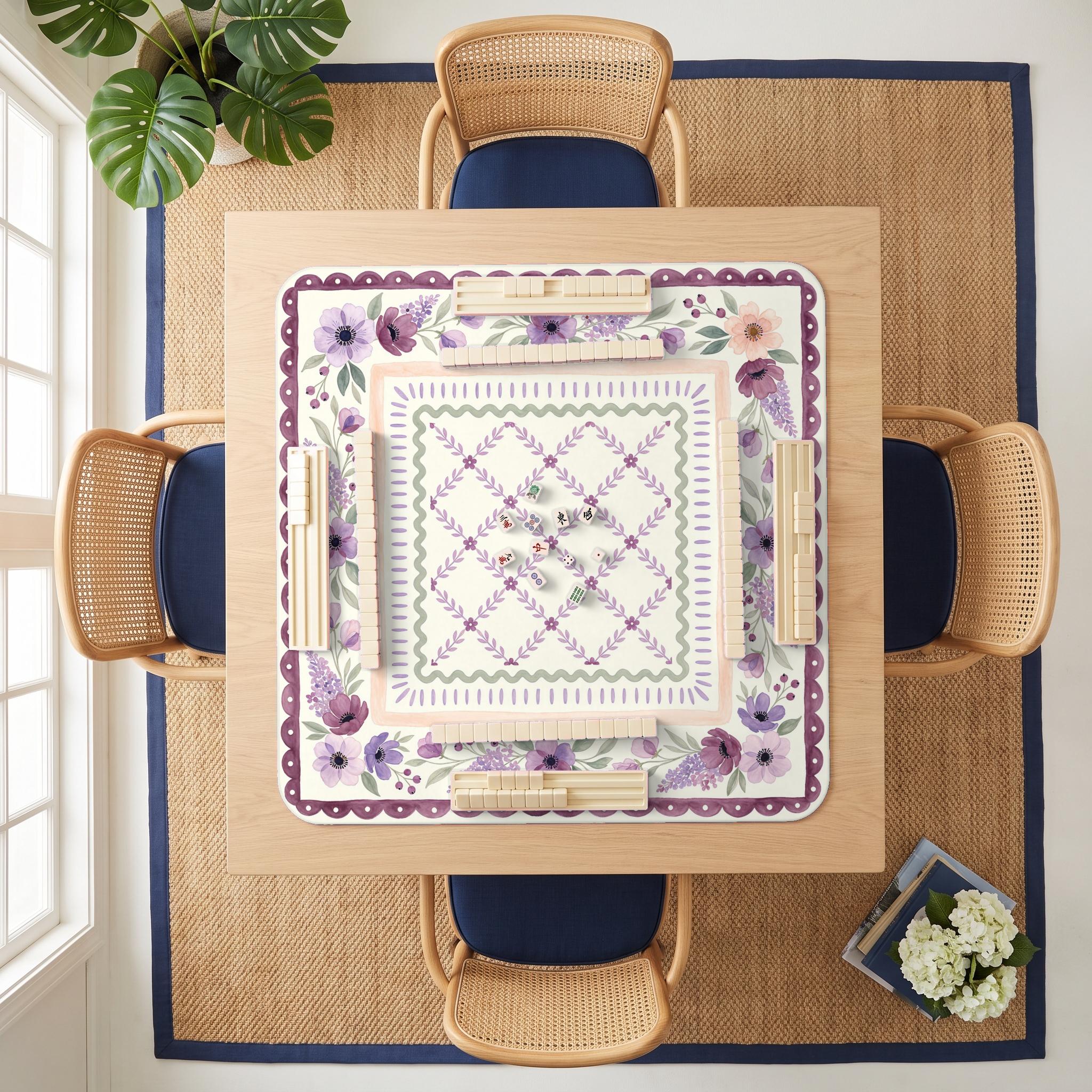 Lilac Scallop Mahjong Mat — room overhead