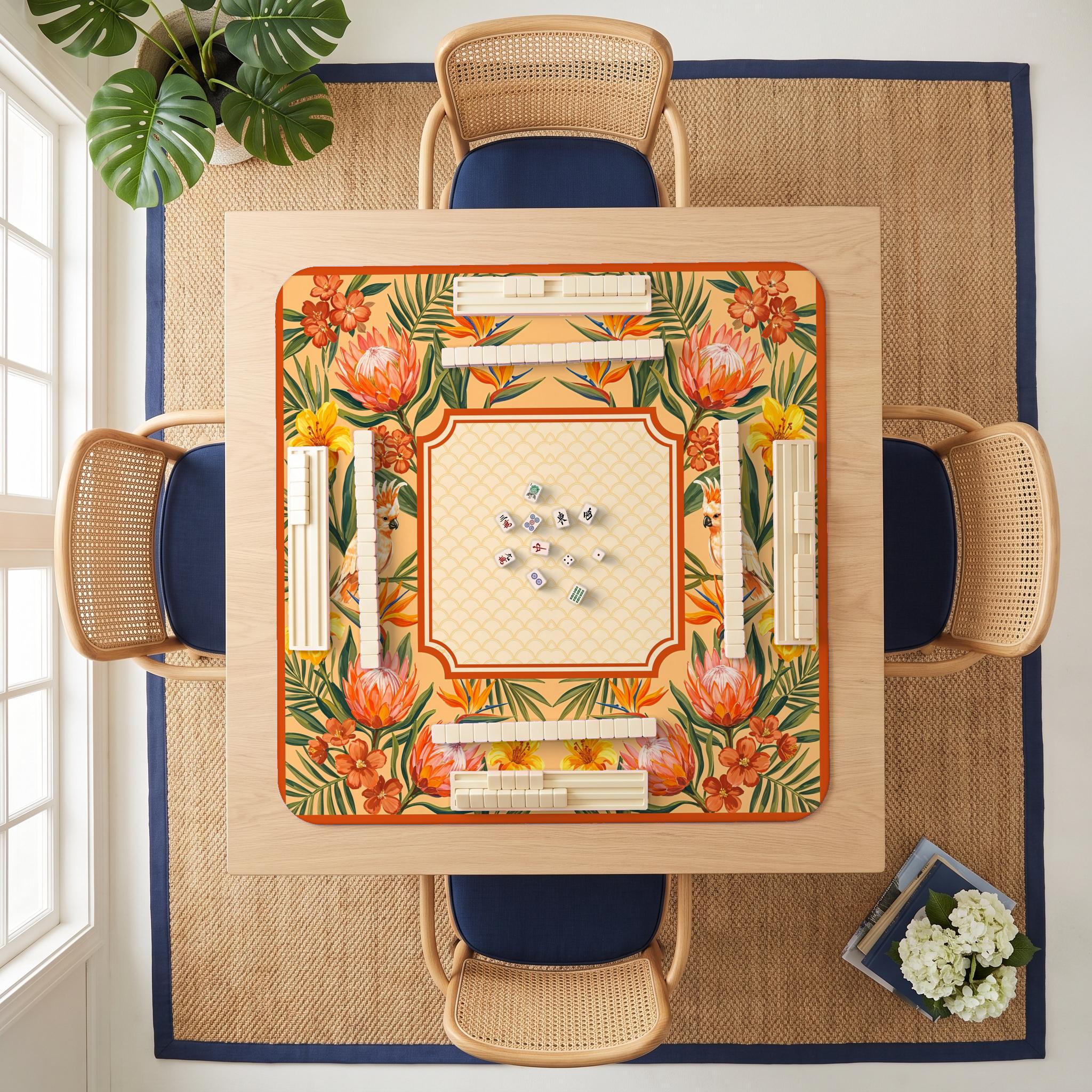 Protea Cockatoo Mahjong Mat — room overhead